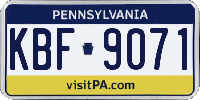 PA license plate KBF9071
