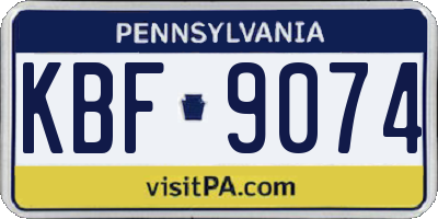 PA license plate KBF9074