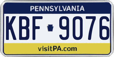 PA license plate KBF9076