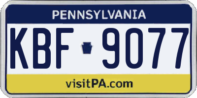PA license plate KBF9077