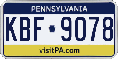 PA license plate KBF9078
