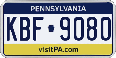 PA license plate KBF9080