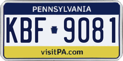 PA license plate KBF9081