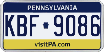 PA license plate KBF9086