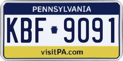 PA license plate KBF9091