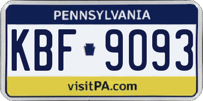 PA license plate KBF9093