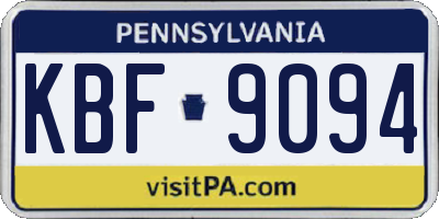 PA license plate KBF9094
