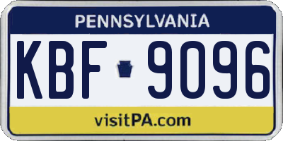 PA license plate KBF9096