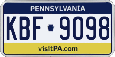 PA license plate KBF9098