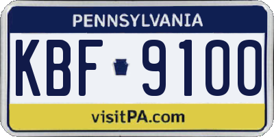 PA license plate KBF9100