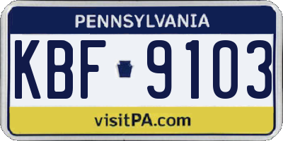 PA license plate KBF9103
