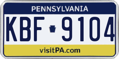 PA license plate KBF9104