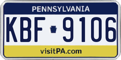 PA license plate KBF9106