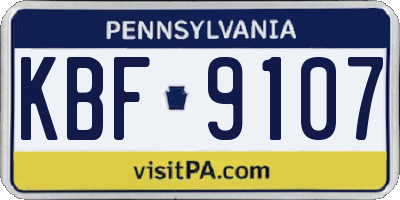 PA license plate KBF9107