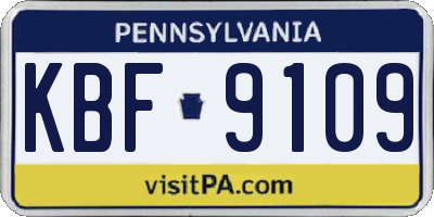 PA license plate KBF9109