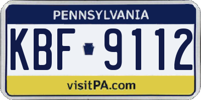 PA license plate KBF9112