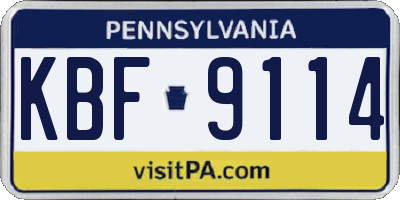 PA license plate KBF9114