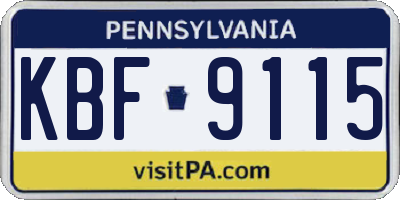 PA license plate KBF9115