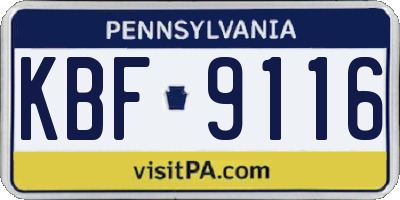 PA license plate KBF9116