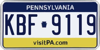 PA license plate KBF9119