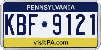 PA license plate KBF9121