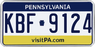 PA license plate KBF9124