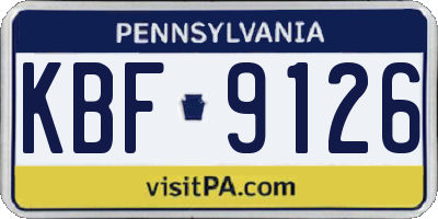 PA license plate KBF9126