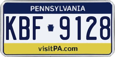 PA license plate KBF9128