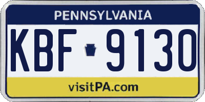 PA license plate KBF9130