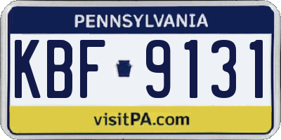 PA license plate KBF9131