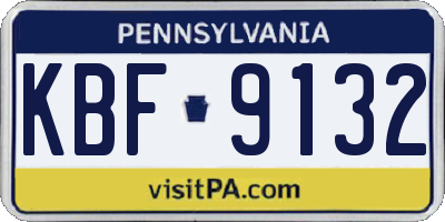 PA license plate KBF9132