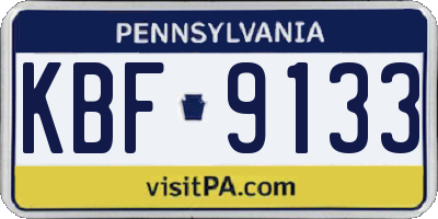 PA license plate KBF9133