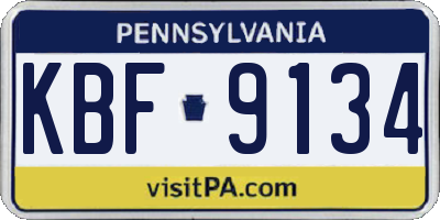 PA license plate KBF9134