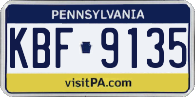 PA license plate KBF9135