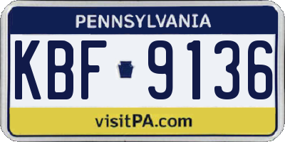 PA license plate KBF9136