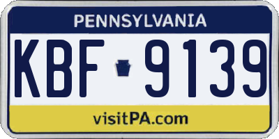 PA license plate KBF9139