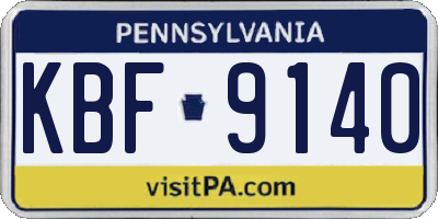 PA license plate KBF9140