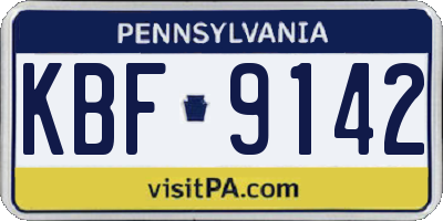 PA license plate KBF9142