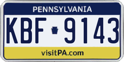 PA license plate KBF9143