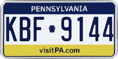 PA license plate KBF9144