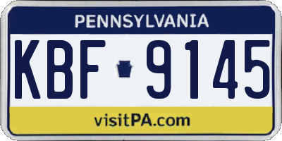 PA license plate KBF9145