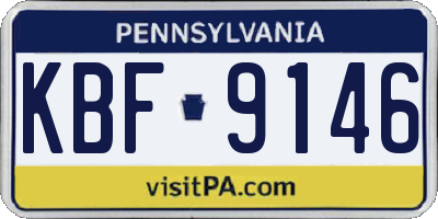 PA license plate KBF9146