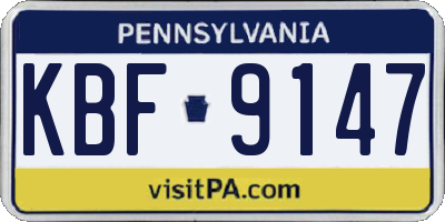 PA license plate KBF9147
