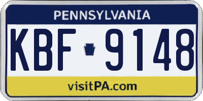 PA license plate KBF9148