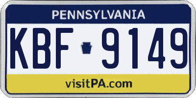 PA license plate KBF9149