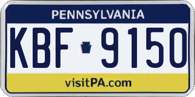PA license plate KBF9150
