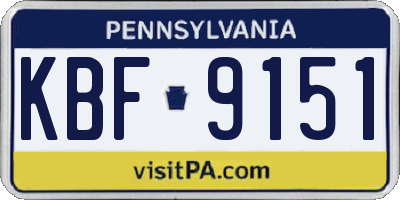 PA license plate KBF9151