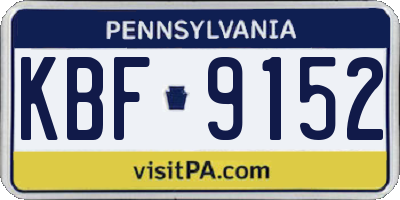 PA license plate KBF9152