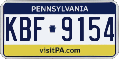 PA license plate KBF9154