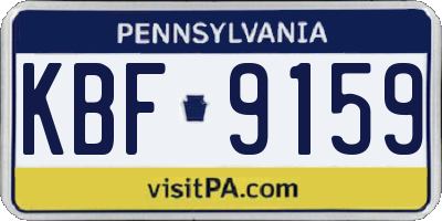 PA license plate KBF9159